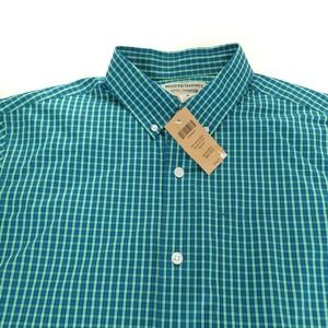 Duluth Trading Shirt Mens‎ M Green Check WrinkleFighter Long Sleeve Button Down
